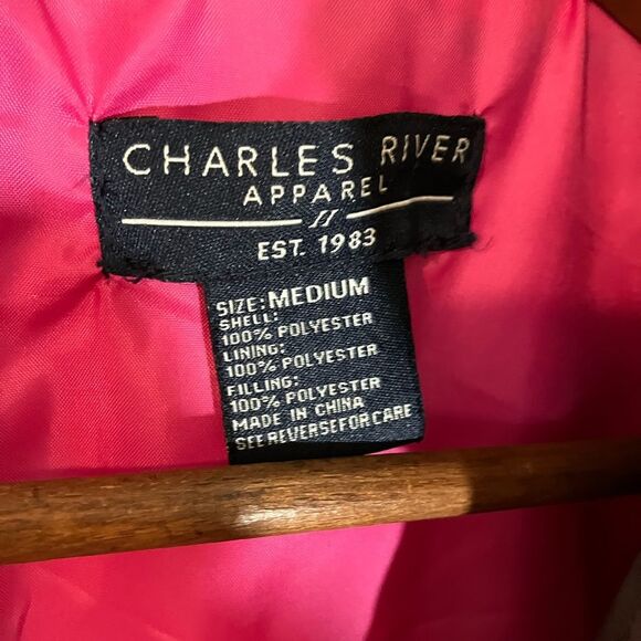 Charles River Apparel, puffer vest, gray/hot pink, excellent condition, medium - Picture 4 of 5